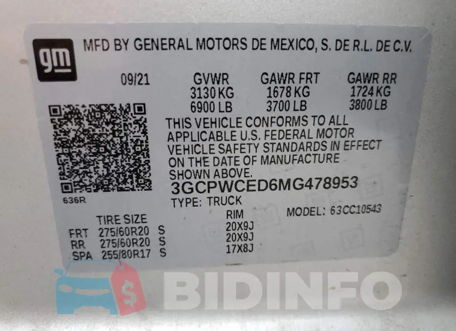 3GCPWCED6MG478953 Photo# 13