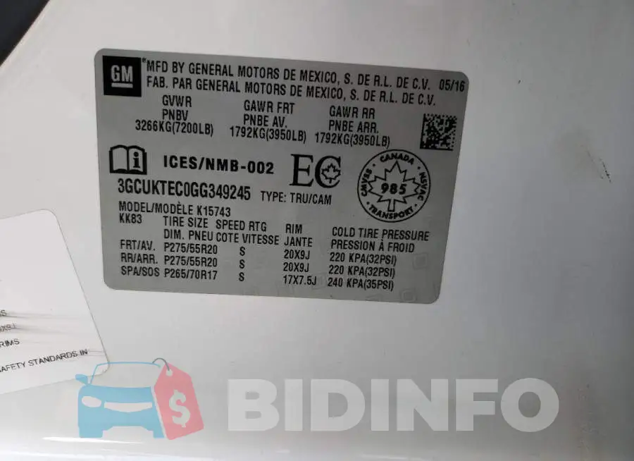 3GCUKTEC0GG349245 Photo# 12