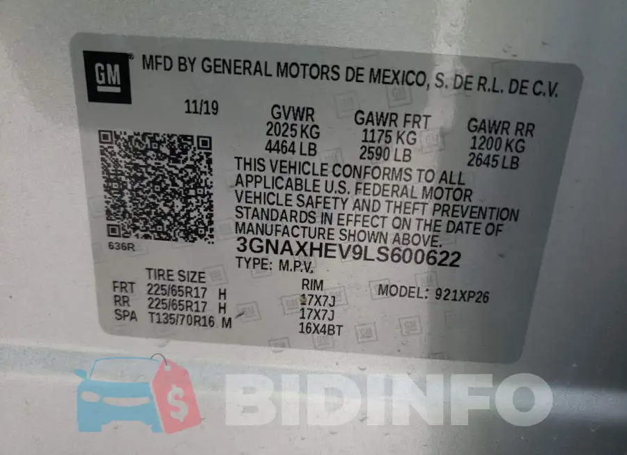 3GNAXHEV9LS600622 Photo# 13