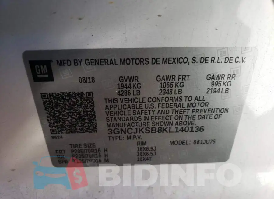 3GNCJKSB8KL140136 Photo# 13