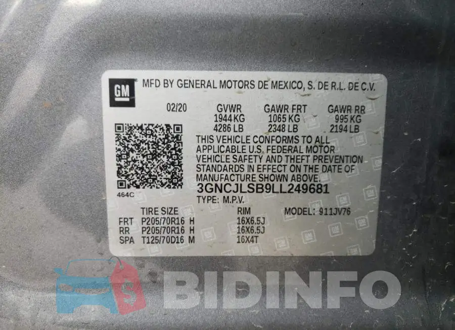 3GNCJLSB9LL249681 Photo# 13