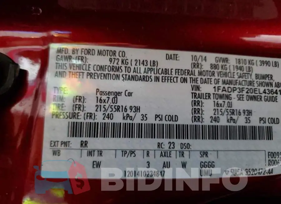 1FADP3F20EL436415 Photo# 12
