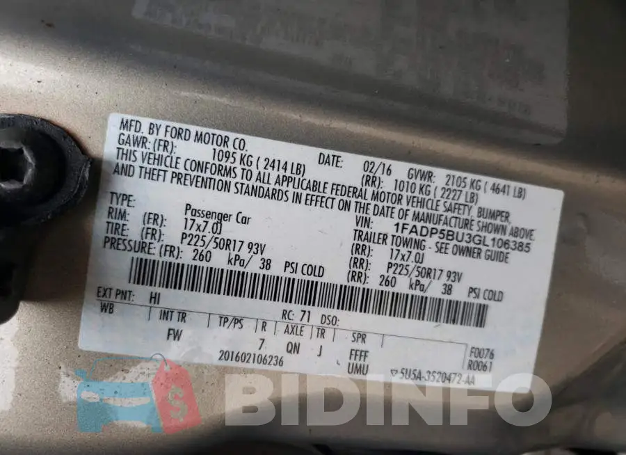 1FADP5BU3GL106385 Photo# 12