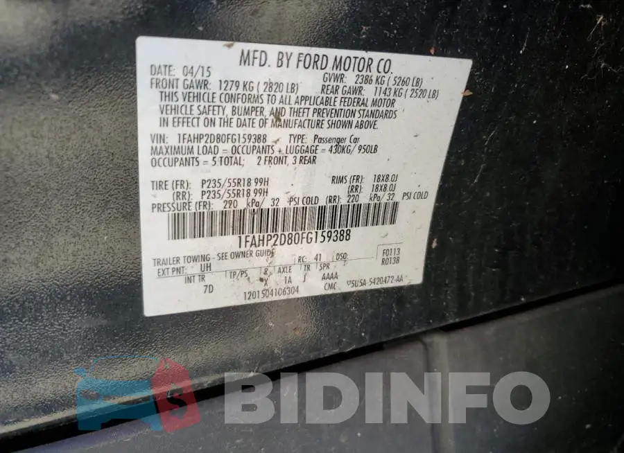 1FAHP2D80FG159388 Photo# 13