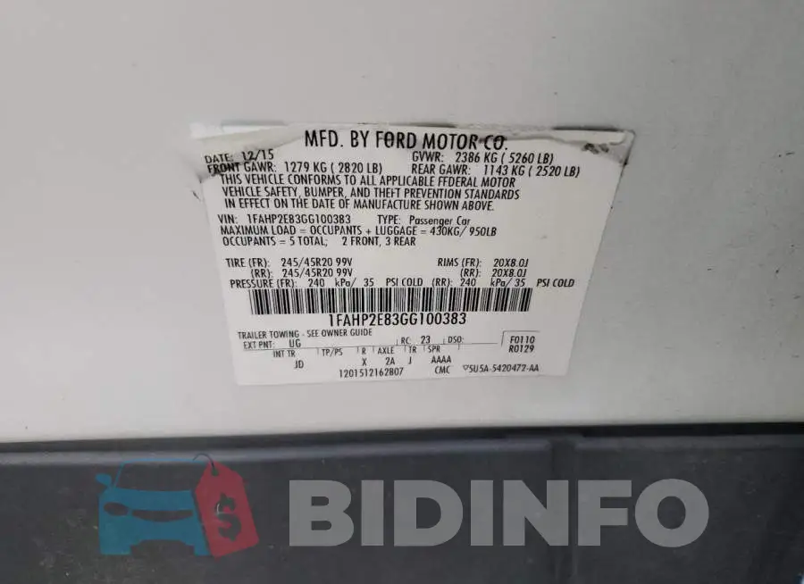 1FAHP2E83GG100383 Photo# 12