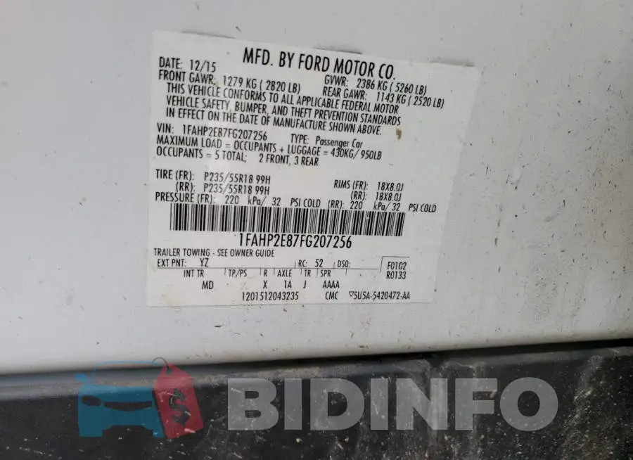 1FAHP2E87FG207256 Photo# 12