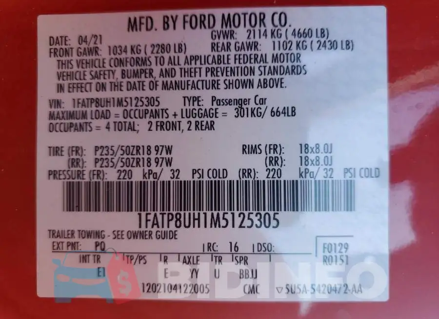 1FATP8UH1M5125305 Photo# 12