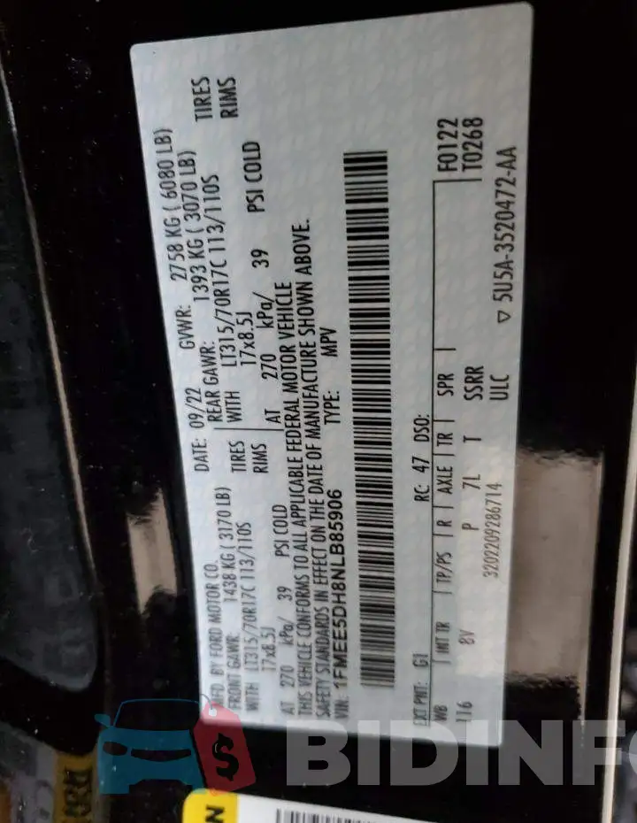 1FMEE5DH8NLB85906 Photo# 13