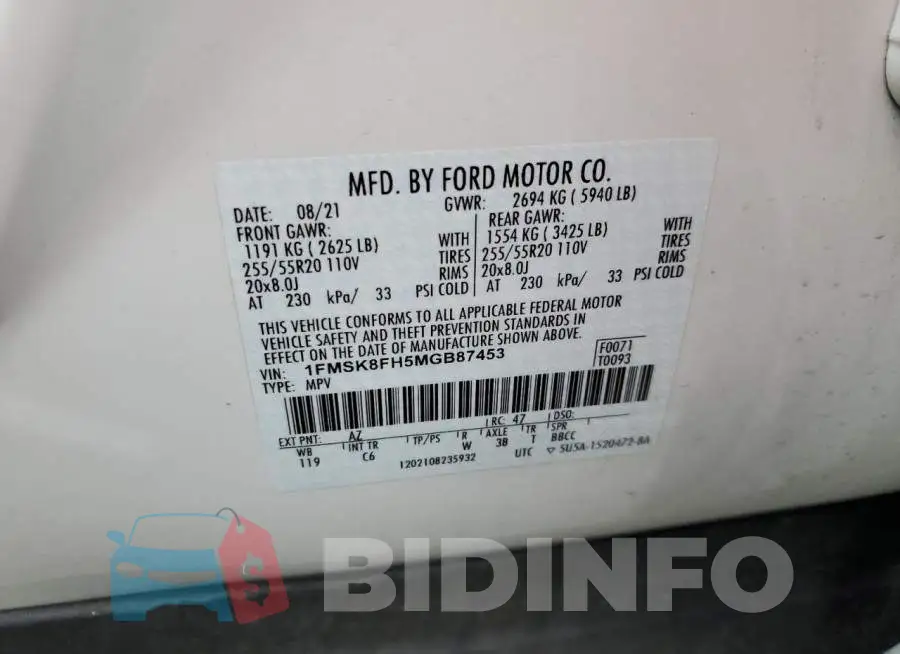 1FMSK8FH5MGB87453 Photo# 13