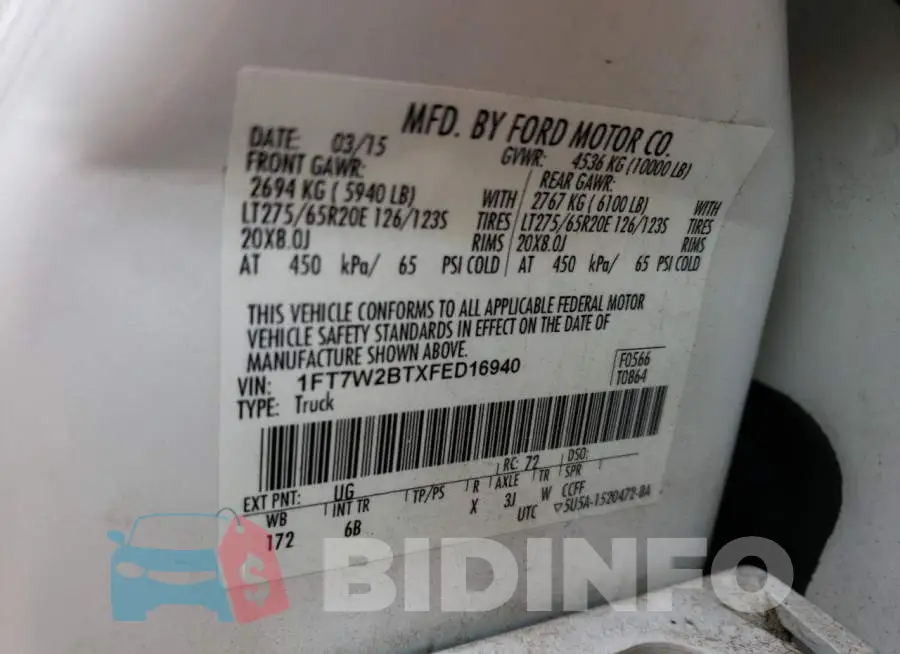 1FT7W2BTXFED16940 Photo# 12