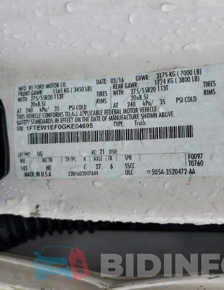 1FTEW1EF0GKE04695 Photo# 13