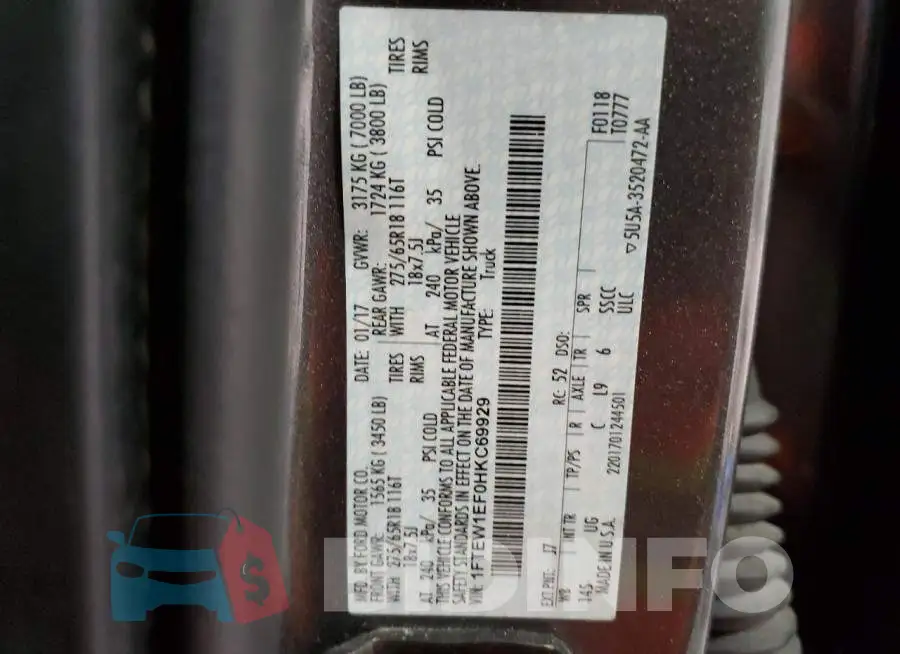 1FTEW1EF0HKC69929 Photo# 12
