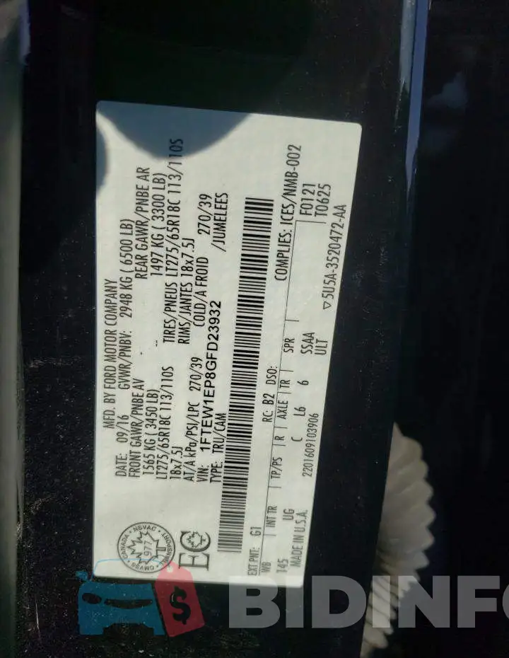 1FTEW1EP8GFD23932 Photo# 12