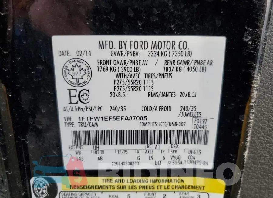 1FTFW1EF5EFA87085 Photo# 13