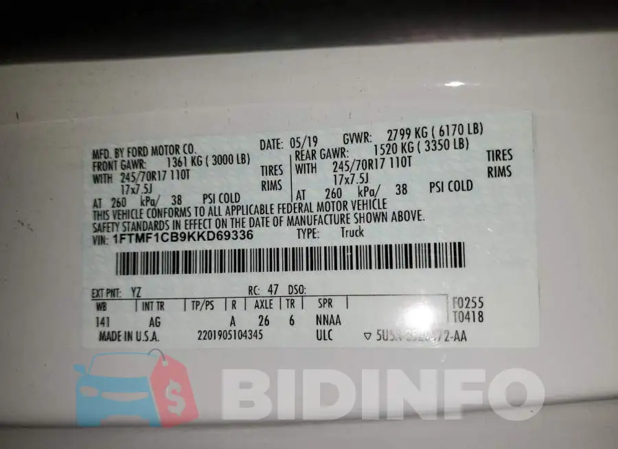 1FTMF1CB9KKD69336 Photo# 12