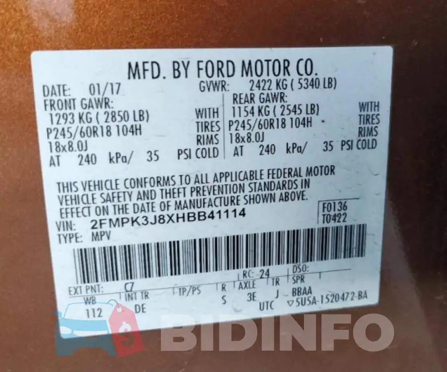 2FMPK3J8XHBB41114 Photo# 10