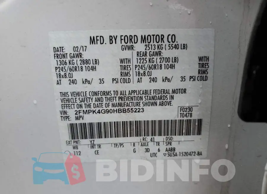2FMPK4G90HBB55223 Photo# 13