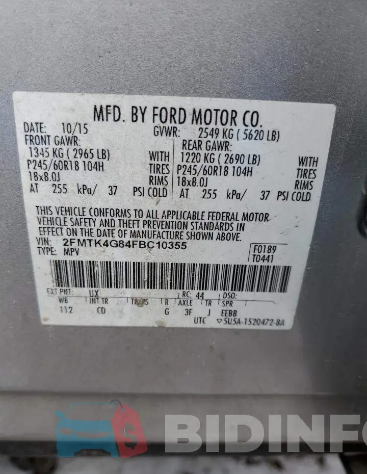 2FMTK4G84FBC10355 Photo# 13
