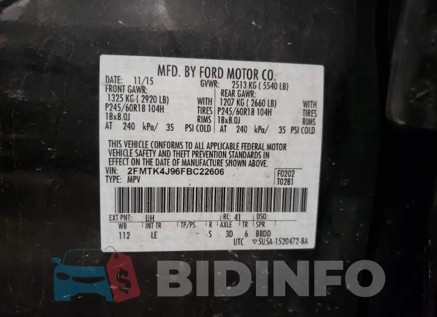 2FMTK4J96FBC22606 Photo# 13