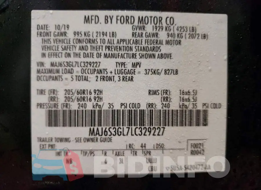 MAJ6S3GL7LC329227 Photo# 13