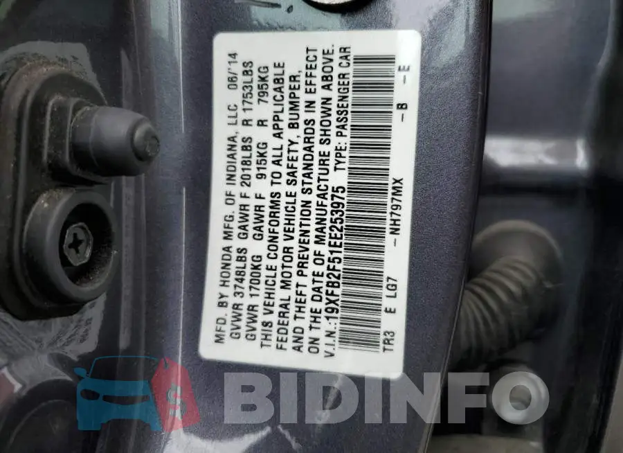 19XFB2F51EE253975 Photo# 13
