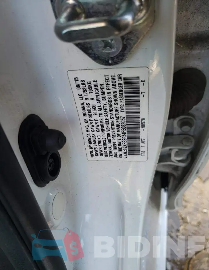 19XFB2F54FE082057 Photo# 12