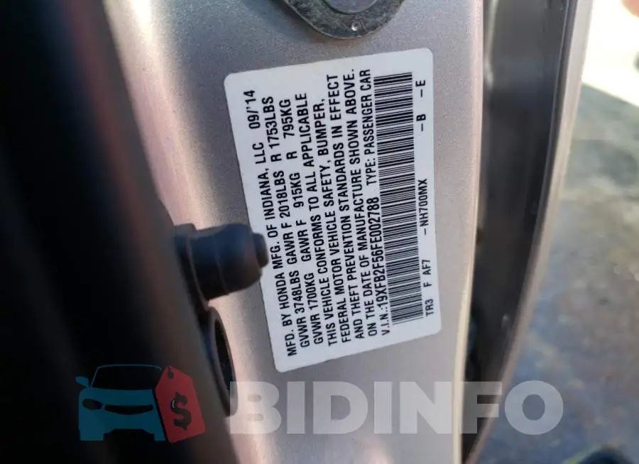 19XFB2F56FE002788 Photo# 12