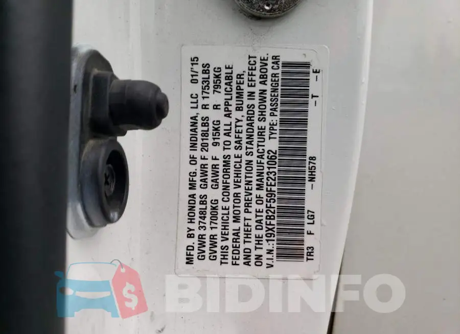 19XFB2F59FE231062 Photo# 12