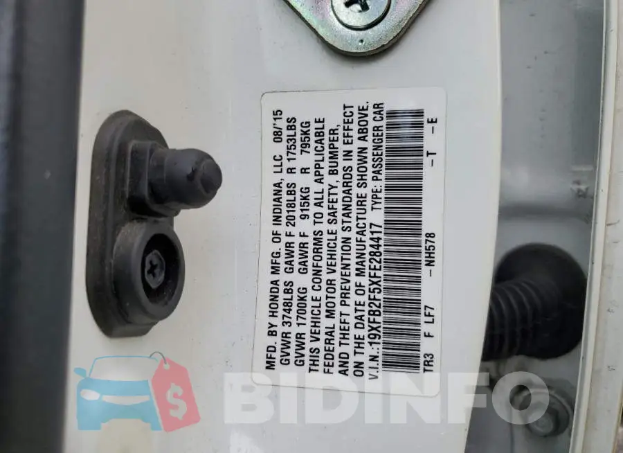 19XFB2F5XFE284417 Photo# 13