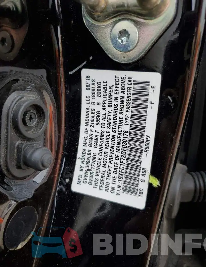 19XFC1F72GE030176 Photo# 12