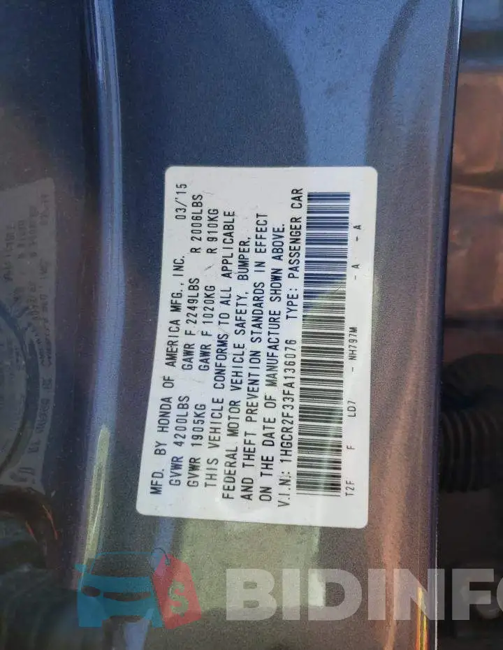 1HGCR2F33FA136076 Photo# 12