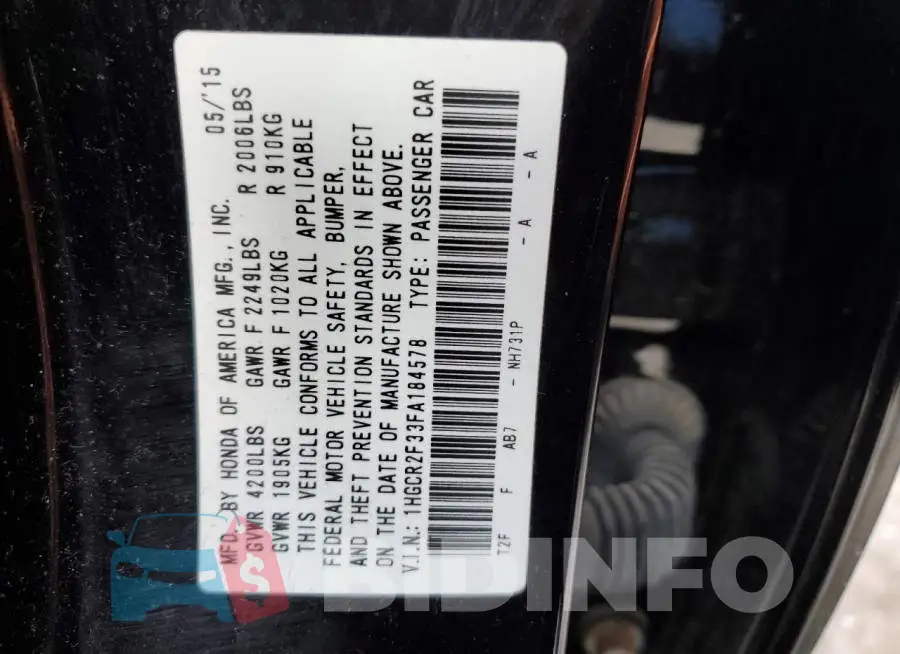 1HGCR2F33FA184578 Photo# 12