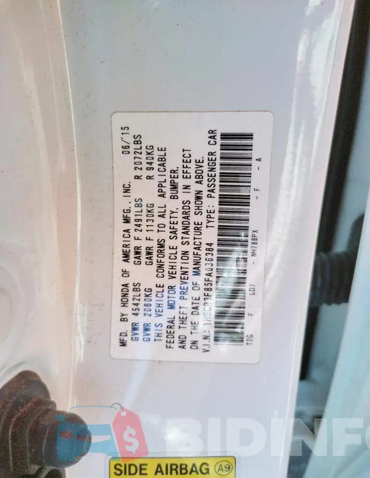 1HGCR3F85FA036384 Photo# 12