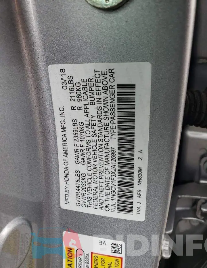 1HGCV1F3XJA126997 Photo# 12