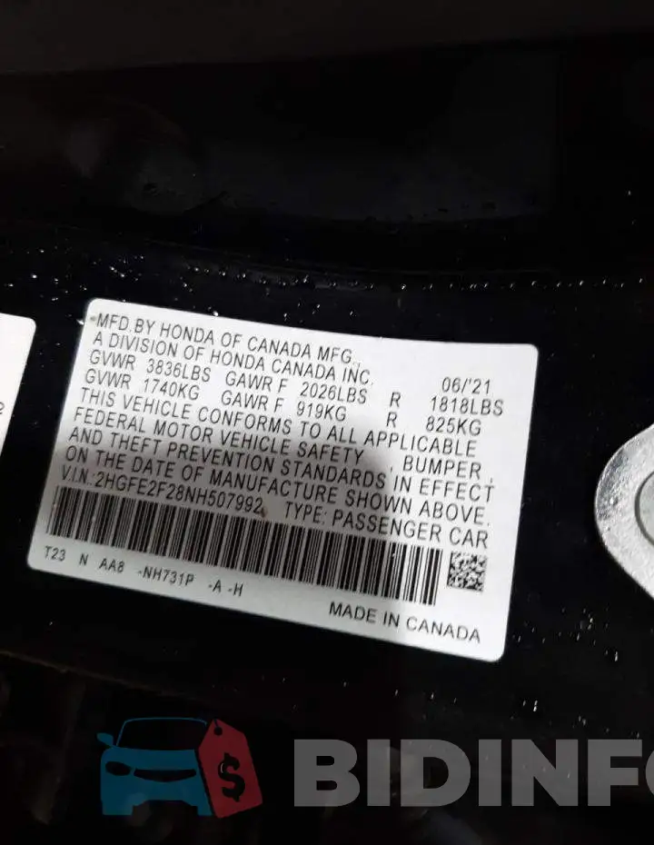 2HGFE2F28NH507992 Photo# 12