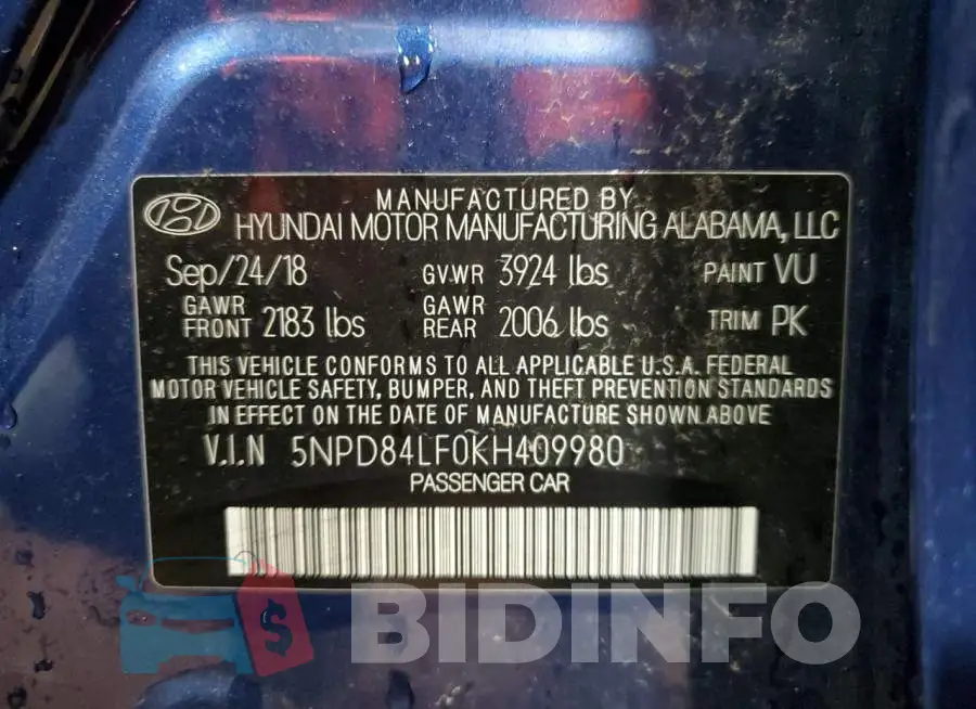 5NPD84LF0KH409980 Photo# 12