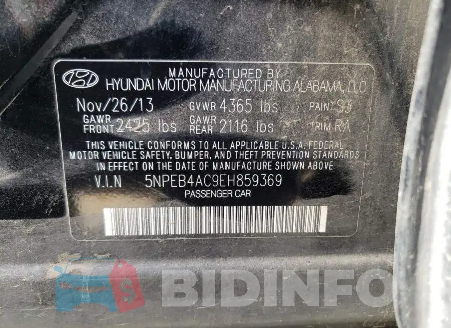 5NPEB4AC9EH859369 Photo# 12