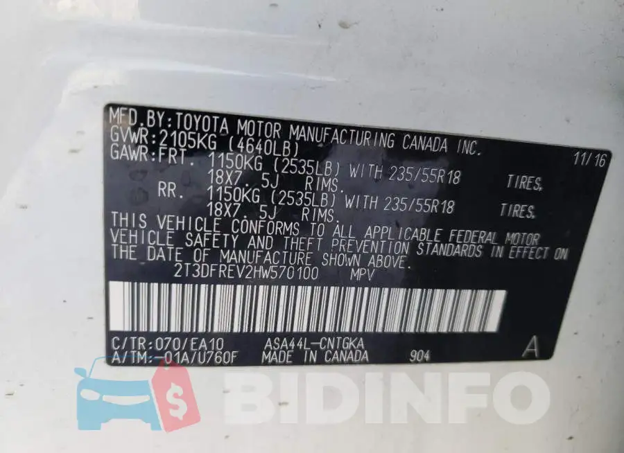 2T3DFREV2HW570100 Photo# 12