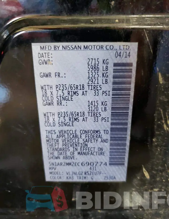 5N1AR2MM2EC690774 Photo# 10