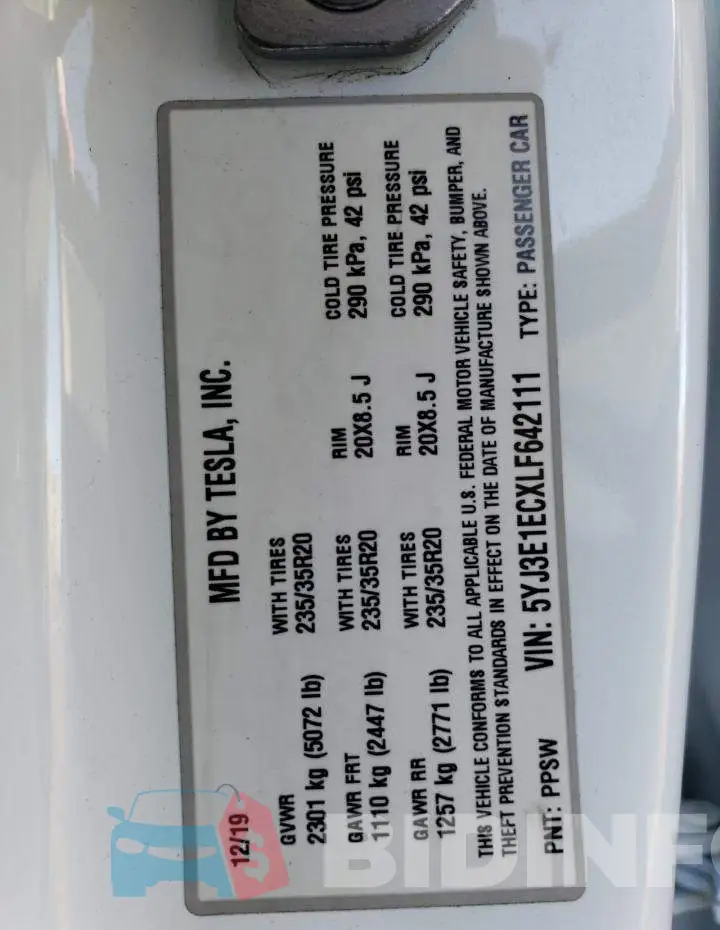 5YJ3E1ECXLF642111 Photo# 12