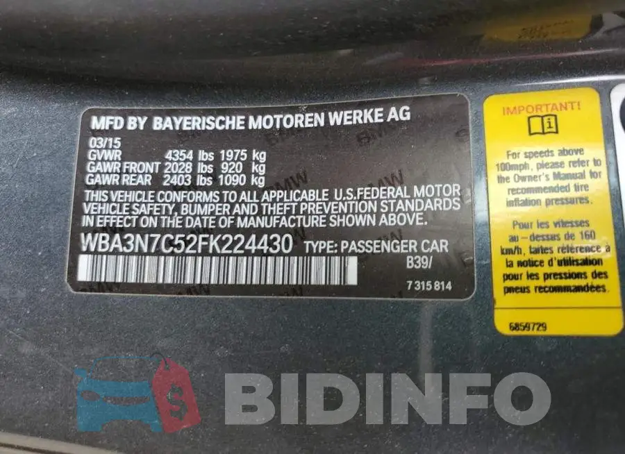 WBA3N7C52FK224430 Photo# 12