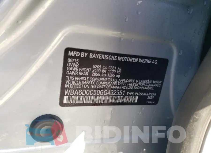 WBA6D0C50GG432351 Photo# 12