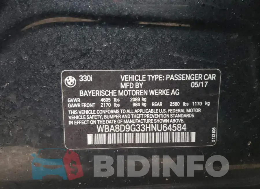 WBA8D9G33HNU64584 Photo# 12