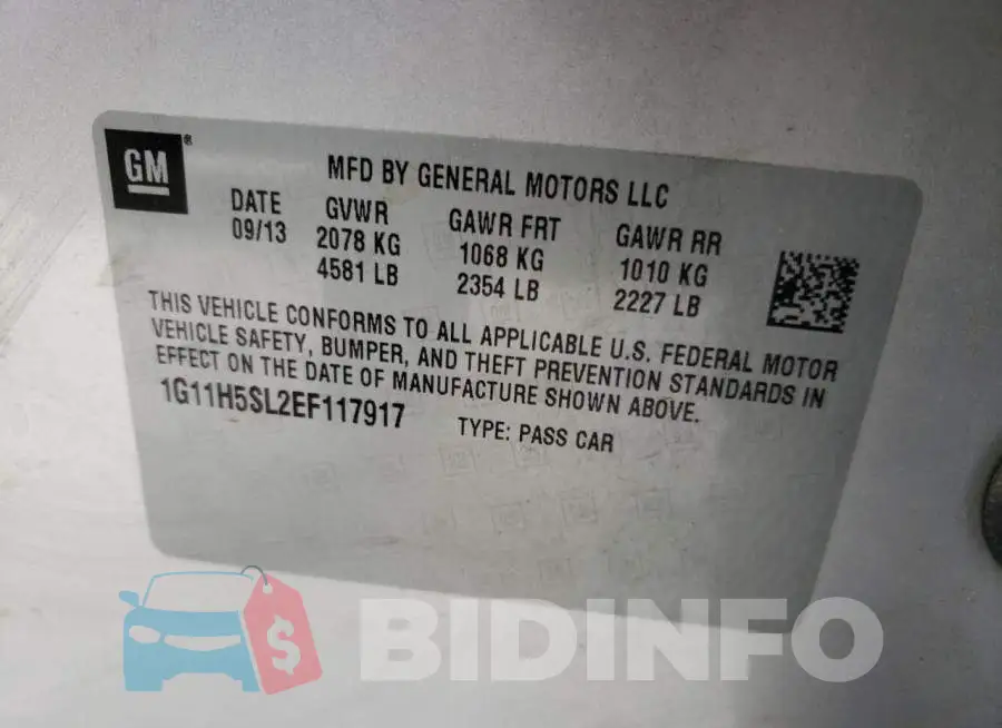 1G11H5SL2EF117917 Photo# 12