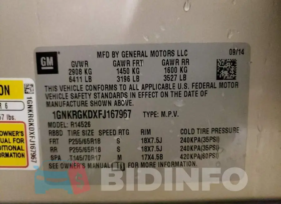 1GNKRGKDXFJ167967 Photo# 13