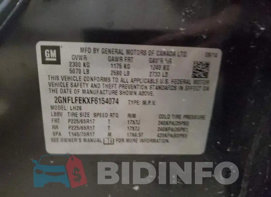 2GNFLFEKXF6154074 Photo# 13