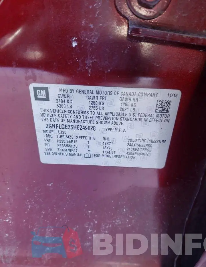 2GNFLGE35H6249028 Photo# 13