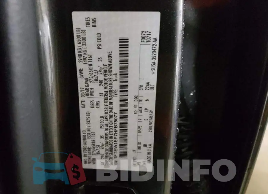 1FTEW1EP7HFB75077 Photo# 12