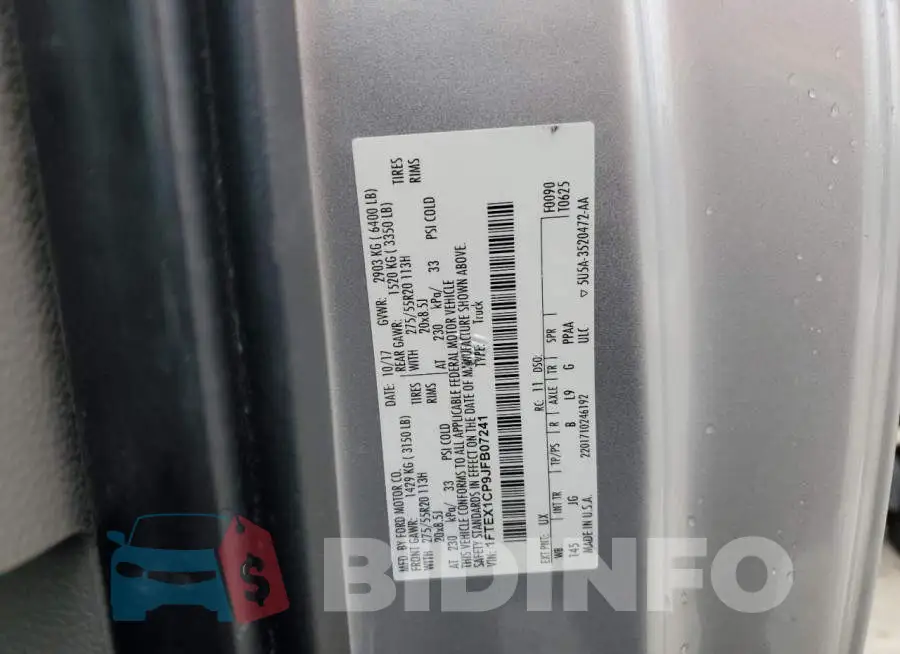 1FTEX1CP9JFB07241 Photo# 12