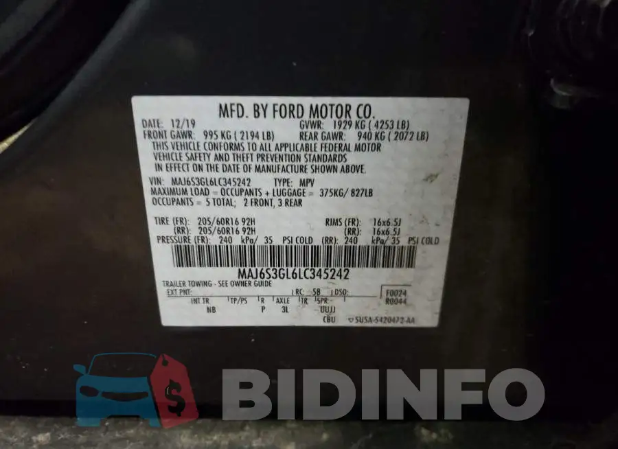 MAJ6S3GL6LC345242 Photo# 12